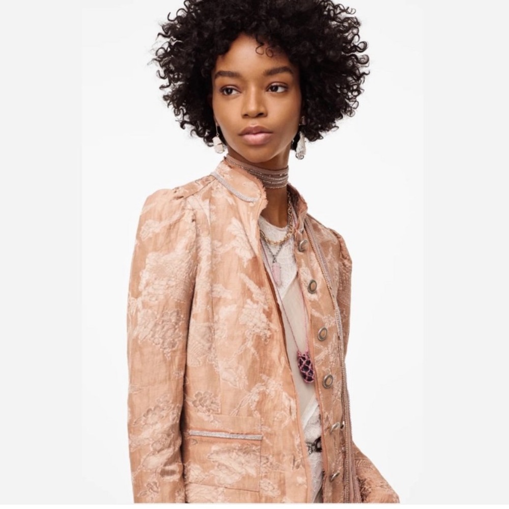 NWT Floral Jacquard Linen ZARA COLLECTION Blazer as S - very Brock collection